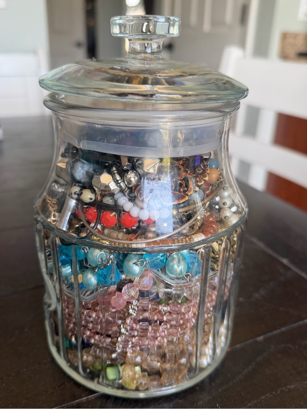 Mystery jewelry jar 60+ items vintage costume ring bracelet necklace shell pearl